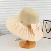 Sombrero de Punto con Protección Solar de Nuevo Estilo, Sombrero de Pescador, Viaje al Aire Libre, Nudo de Lazo, Calado, Moda, Transpirable, Moderno, Sombrero de Ala Ancha