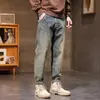 Jeans Retro Gruesos Elásticos de Alta Gama para Primavera y Otoño para Hombres, Holgados, Modernos, Casuales, Versátiles, Resistentes al Desgaste, Pantalones de Pierna Recta para Hombres