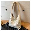 Casual Retro Gran Capacidad 2024 Lazo Color Sólido Nuevo Simple Compras Moda Clase Viajero Hombro Tote Bag