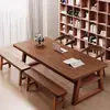 Escritorio Grande Largo de Madera Maciza Nórdica Mesa de Estudio Doble Persona para Sala de Estar Escritorio de Computadora Minimalista Moderno para el Hogar Escritorio de Lectura Banco de Trabajo