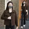 Chaqueta Camisa Corta Casual con Cuello de Solapa para Mujer, Otoño 2026, Juvenil, Holgada, Favorecedora, Top Versátil