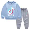 Nova Roupa Infantil TikTok Primavera e Outono Suéter Calça Conjunto Duas Peças Algodão Manga Longa