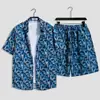 Hawaii Seaside Beach Holiday terno masculino solto plus size casal moda marca camisa de manga curta casual conjunto de duas peças
