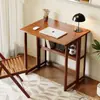 Escritorio plegable con estantería, mesa integrada para uso doméstico en apartamentos pequeños, escritorio de computadora para dormitorio, mesa de almacenamiento simple para estudio y escritura para estudiantes