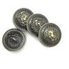 Hebilla de abrigo con cabeza de león y botones de costura de base alta de bronce vintage de 25 mm para traje.
