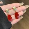 @Oferta Especial Estilo Coreano Simples Geométrico Vinho Tinto Estilo Hong Kong Brincos para Mulheres Fábrica Atacadista
