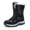 Botas de nieve para exteriores con forro polar para mujer, cálidas, para otoño e invierno, para montañismo, botas de nieve impermeables, largas, de algodón, para mujer, comercio exterior