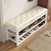 Banco para trocar de sapatos para a entrada, sapateira simples de armazenamento multicamadas, arte em ferro com estofamento macio, banco de sapatos multifuncional, metal, outros materiais
