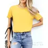 Venta Directa del Fabricante de Comercio Exterior Transfronterizo Ropa Lisa Unisex al por Mayor Estilo Básico Color Sólido Manga Corta