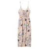 Ropa de Mujer Transfronteriza 2026 Moda Europea y Americana Estilo Retro Francés Estampado Floral Vestido de Tirantes con Abertura para Mujer G57748