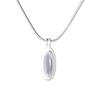 Collar de Plata Esterlina 925 Ovalado Ágata Negra Hueso de Serpiente para Mujer Elemento Clásico Simple Versátil Calcedonia Blanca Cadena Clavícula N0454