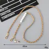 Nuevo Estilo Bolso Pequeño Cruzado de Cuero con Cadena de Perlas Estilo Chanel Cadena de Hombro Accesorio de Cadena Funda para Teléfono Lanyard para Llaves Colgante