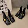 Botas Martin Negras de Charol para Adulto para Mujer en Stock, Otros de Corte Bajo con Cremallera Lateral de Goma