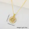 Colar com pingente de cobre europeu e americano micro-incrustado com zircônia 26 letras do alfabeto inglês joia redonda da moda feminina vendas diretas da fábrica