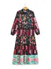 Vestido camisa largo de manga larga con estampado negro para mujer, nuevo estilo europeo y americano de verano 22028