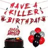 ¡Ten un Cumpleaños Asesino Guirnalda Gota de Sangre Bandera Cuchillo de Sangre de Halloween Decoración Colgante Espiral de Terror Casa Embrujada