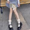 Japonês JK Retro Menina Leite Branco Bonito Amor Jacquard Renda Meias Médias Meias Curtas para Crianças