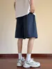 Shorts patchwork de corte diagonal estilo americano, calças esportivas de seda gelada de secagem rápida, shorts casuais largos de perna larga masculinos de verão
