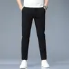 Pantalones Casuales Ajustados de Color Caqui Sólido, Delgados, para Hombre, Verano 2026, Pantalones Largos Versátiles de Verano