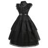2024 Vestido Adams Halloween Adams Miércoles Vestido negro Vestido de princesa Disfraz de cosplay