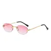 Gafas Jamie 8135 de Montura Ovalada Nueva Tendencia de Moda Europea y Americana Gafas de Sol sin Marco Gafas de Sol para Protección Solar al Aire Libre