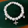 Pulsera de Zirconia con Perlas en Forma de Estrella y Corazón, Pulsera de Lujo Ligero de Nicho, Joyería Elegante de Moda Única de Alta Gama al por Mayor