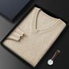 Suéter de Cachemir con Cuello en V para Hombre 100% Cachemir Prenda Base Otoño e Invierno Cuello Corazón Jersey de Punto Color Sólido Manga Larga de Lana
