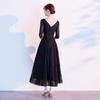 Vestido de Noche Negro para Mujer 2026 Nuevo Estilo Banquete Elegante Socialité Fiesta Vestido Se Puede Usar Casualmente Encaje Estilo Largo