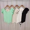 Novo Suéter Top Elegante e Versátil de Corte Justo com Gola Quadrada Verão Novo Estilo Francês Doce de Manga Curta Feminino