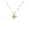 Collar de trébol de cuatro hojas de la suerte, brillante y lleno de diamantes para mujer, con colgante de circón, exquisito y ligero, versátil para otoño e invierno, cadena para la clavícula al por mayor