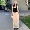 Estilo Nuevo Primavera y Verano Pantalones Casuales Perezosos Cómodos Sensación Fresca para Mujer Corte Holgado Bolsillos 3D Pierna Ancha Cintura Elástica