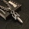 Pingente Punk Tailandês de Prata Estilo Europeu e Americano com Corrente Grossa de Letras, Colar com Pingente Corrente de Clavícula Estilo Hip-Hop Coreano para Homens e Mulheres