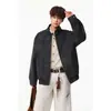 Jaqueta de Motociclista Outonal com Gola Alta em PU Tamanho Plus Tie-dye cl Jaqueta Americana Desconstruída Jaqueta de Couro Modelagem Masculina Marca Tendência Oversized