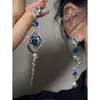"Mar de Estrellas Silenciosas" Pendientes Largos Retro de Planeta Azul con Borlas Pendientes Asimétricos de Gama Alta de Nicho