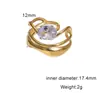 Anillo Abierto de Acero de Titanio Incrustado con Diamantes de Oro de 18 Quilates, Joyería de Anillo de Acero Inoxidable que No se Desvanece, Más Vendido en Europa y América, Lujo Ligero de Gama Alta