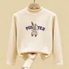 Camada de base estilosa com forro de fleece para meninas, coleção outono/inverno 2026, nova blusa infantil de manga longa, camiseta de bebê
