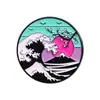 Serie de Paisajes de Viaje Estilo Japonés y Coreano Insignia Metálica Broche Hebilla para Bufanda Regalo Olas Pequeñas Exquisitas