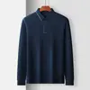 Camiseta polo de manga larga sin costuras nueva de primavera y otoño para hombres jóvenes y de mediana edad, camiseta con cuello de solapa, camiseta tipo papá, top para hombre