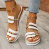 Sandalias de suela gruesa, nuevo estilo 2026, pantuflas de verano para mujer talla grande, estilo europeo y americano, sandalias romanas de tacón de cuña versátiles para mujer