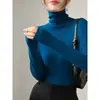 Suéter Básico de Malha Sem Costura de Alta Qualidade Estilo Preguiçoso para Mulheres Outono e Inverno 2025 Top Slim de Gola Alta