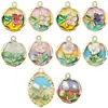 10 Goteo de Aceite Alto Grado Sentido Pequeña Fragancia Oval Pintura al Óleo Flor de Perla Colgante Pendientes Pulsera DIY Accesorios de Joyería