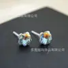 Agulha de Biocerâmica Nova Bandeja de Flores Brilhante Rosa Diamante Brincos para Piercing na Orelha Unhas para Lóbulo da Orelha Unhas Cocleares Agulhas Antialérgicas