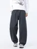 Ropa Muxi Estilo Retro Americano Patchwork Ropa de Trabajo Pantalones Curvos para Hombre Modernos Sueltos de Pierna Ancha con Cordón Casual Largos