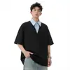 Camisa polo de manga corta con cuello para hombre, camiseta de verano de marca moderna, corte holgado estilo coreano, top versátil moderno nuevo 2026