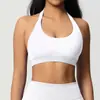 Sujetador deportivo cruzado sin costuras para mujer, que alisa la espalda, de corte ajustado, alta elasticidad, ajustado, con cuello halter, adecuado para correr, fitness y yoga