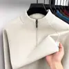 Sudadera de medio cierre para hombre de comercio exterior transfronterizo, de manga larga para primavera y otoño, color liso, casual, térmica, capa base para hombres, adecuada para padres