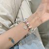 Pulseira aberta de miçangas com trevo embutido de diamantes estilo Panjia, moda nicho versátil, pulseira de luxo leve de alta qualidade, atacado