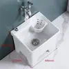 Fregadero de balcón para mopa con reposapiés, lavabo para fregar mopas, lavabo con desagüe lateral y cesta escurridora, drenaje automático, cerámica