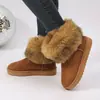 Sapatos de algodão médio-quentes raposa atacado botas de neve femininas cano baixo mais veludo sapatos femininos botas de algodão fabricante tamanho grande peludo inverno