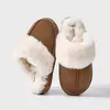Pantuflas de Algodón de Alta Calidad Ropa de Casa de Invierno Pantuflas de Lana para Mujer Invierno Exterior Antideslizantes Engrosadas Cálidas Felpa Algodón Pantuflas